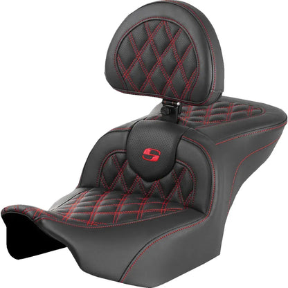 Asiento Roadsofa™ con costura de celosía - Asiento RoadSofa™ - con respaldo - Costura de celosía - Costura roja - FLTR/FLHX '23-'24