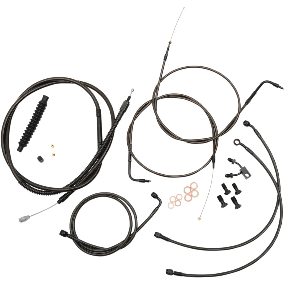 Standard Midnight Braided Handlebar Cable/Brake Line Kit for 15" - 17" Ape Hanger Handlebars657289424