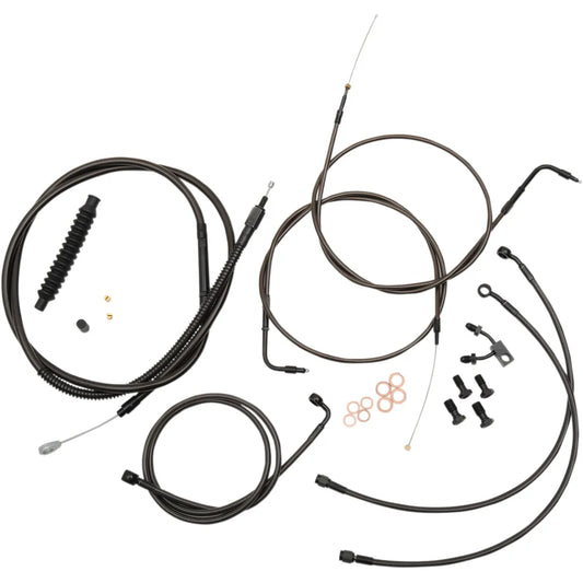 Standard Midnight Braided Handlebar Cable/Brake Line Kit for 15" - 17" Ape Hanger Handlebars657289424