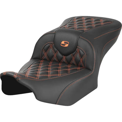 Asiento Roadsofa™ con costura de celosía - Asiento RoadSofa™ - sin respaldo - Fibra de carbono - Costura naranja - FL/FX '23-'24