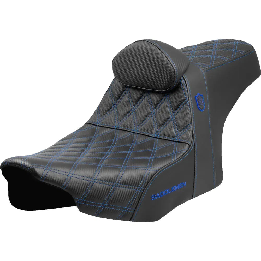 Asiento Pro Series SDC Performance Grip - Asiento Pro Series SDC Performance - Costuras azules - con respaldo - FLT/FLH '23 -'25