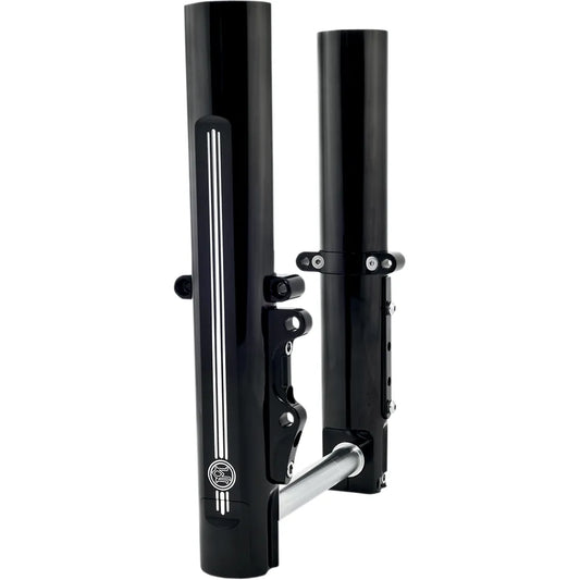 Lower Fork Leg Kit - Single Disc - Contrast Cut - Black/Silver - '14-'20 FL