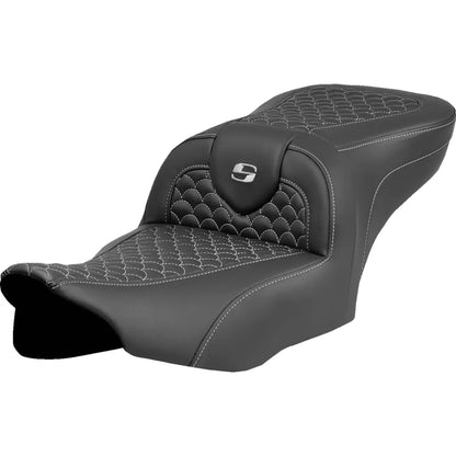 Asiento Dragon Scale Stitch RoadSofa™ - Asiento Roadsofa™ - Dragon Scale Stitch - Puntada plateada - sin respaldo - FLTR/FLHX '23-'24