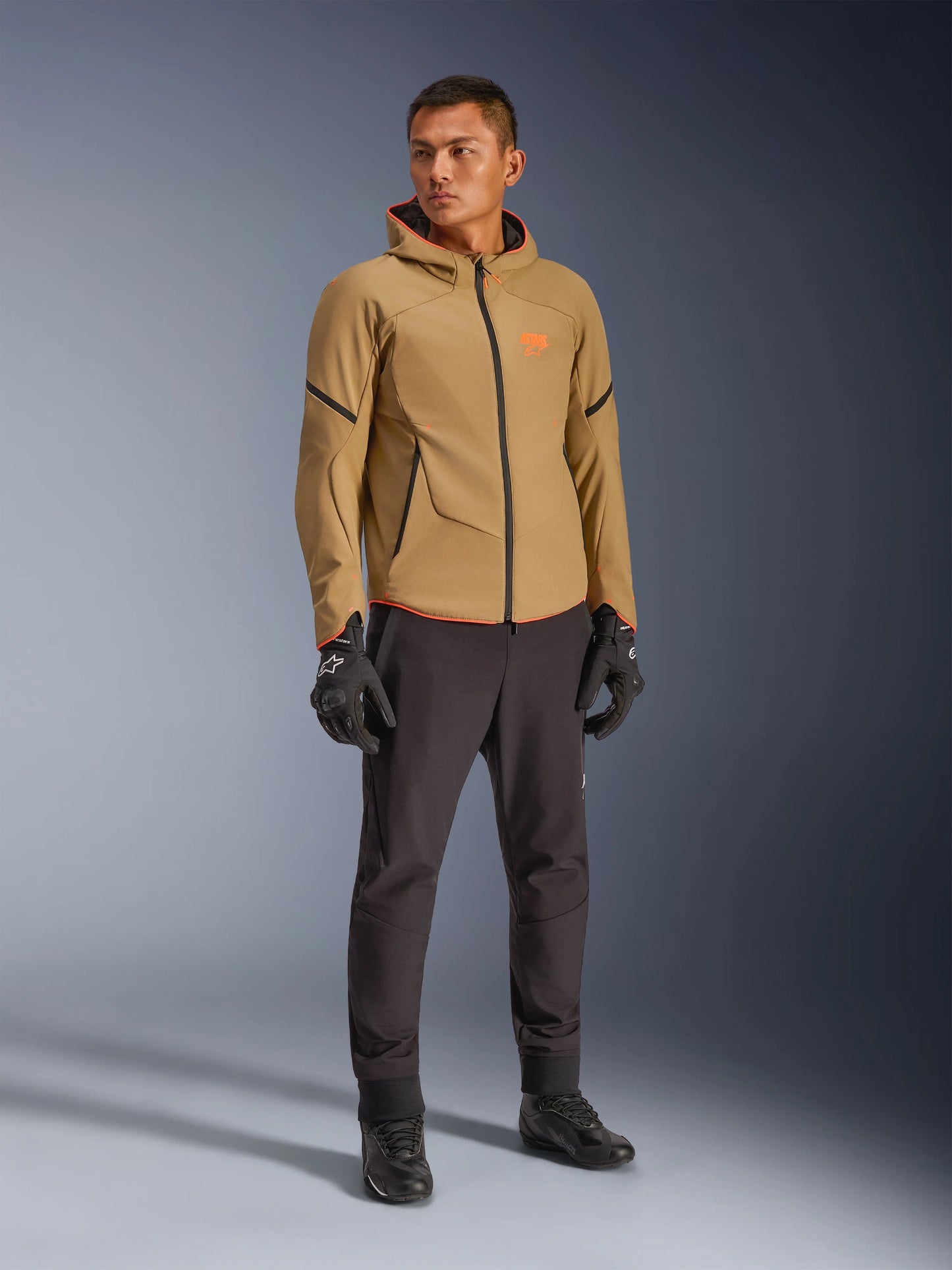 Chamarra Alpinestars Aeroshell WP - Caqui/Negro/Naranja fluo