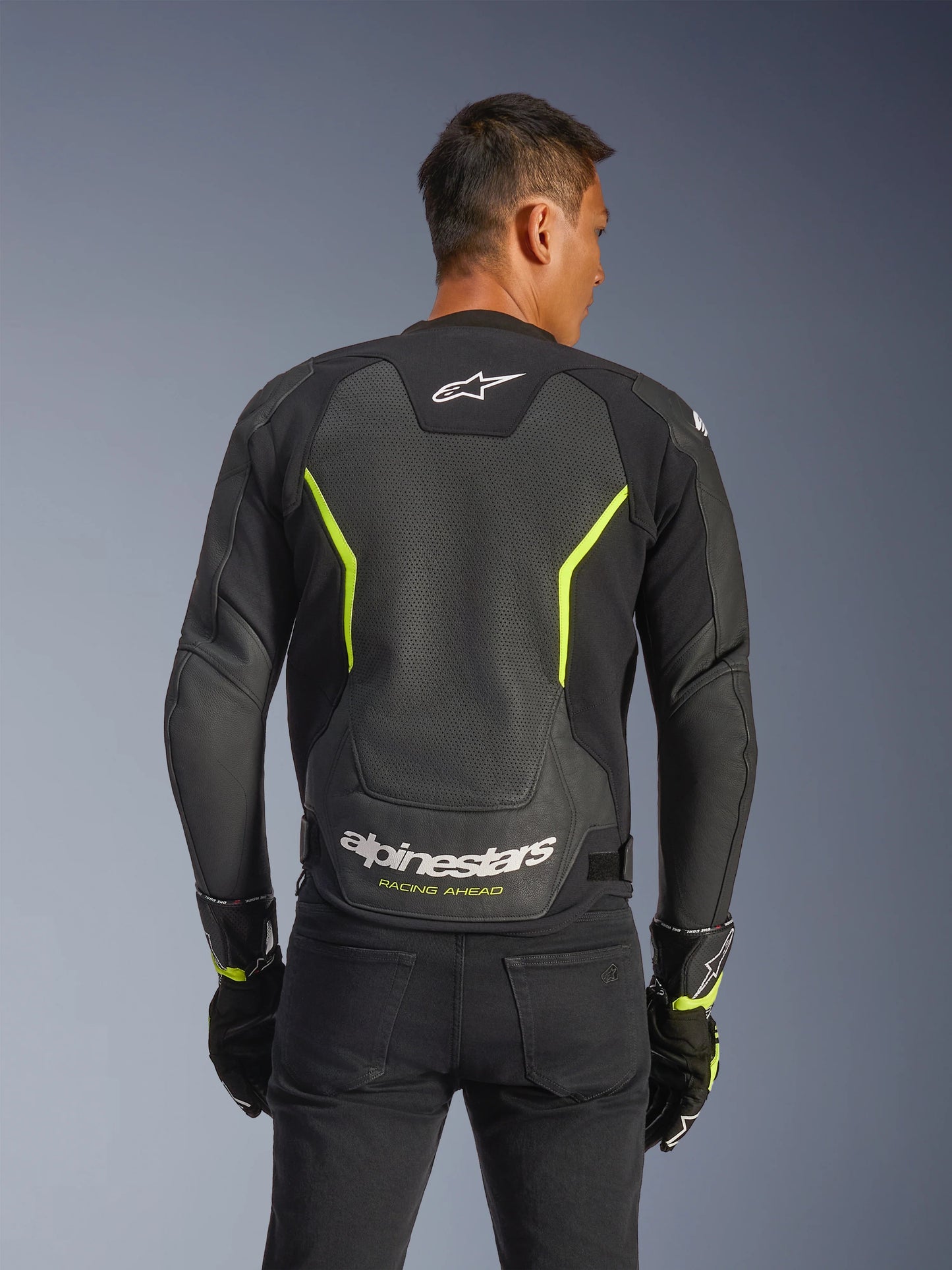 Chamarra de piel Alpinestars GP Force v2 Airflow - Negro/Verde