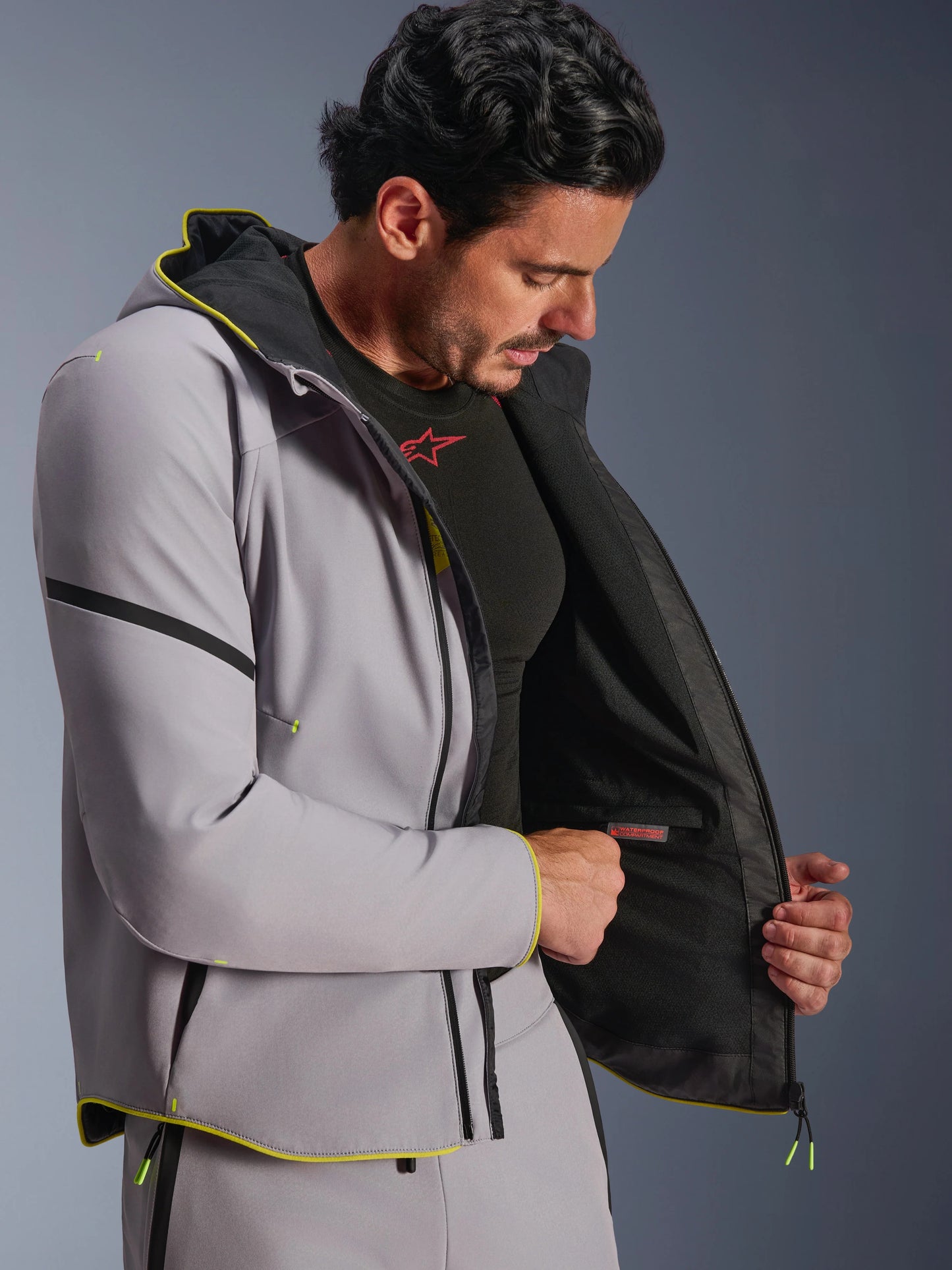 Chamarra Alpinestars Aeroshell WP - Gris medio/Amarillo fluo