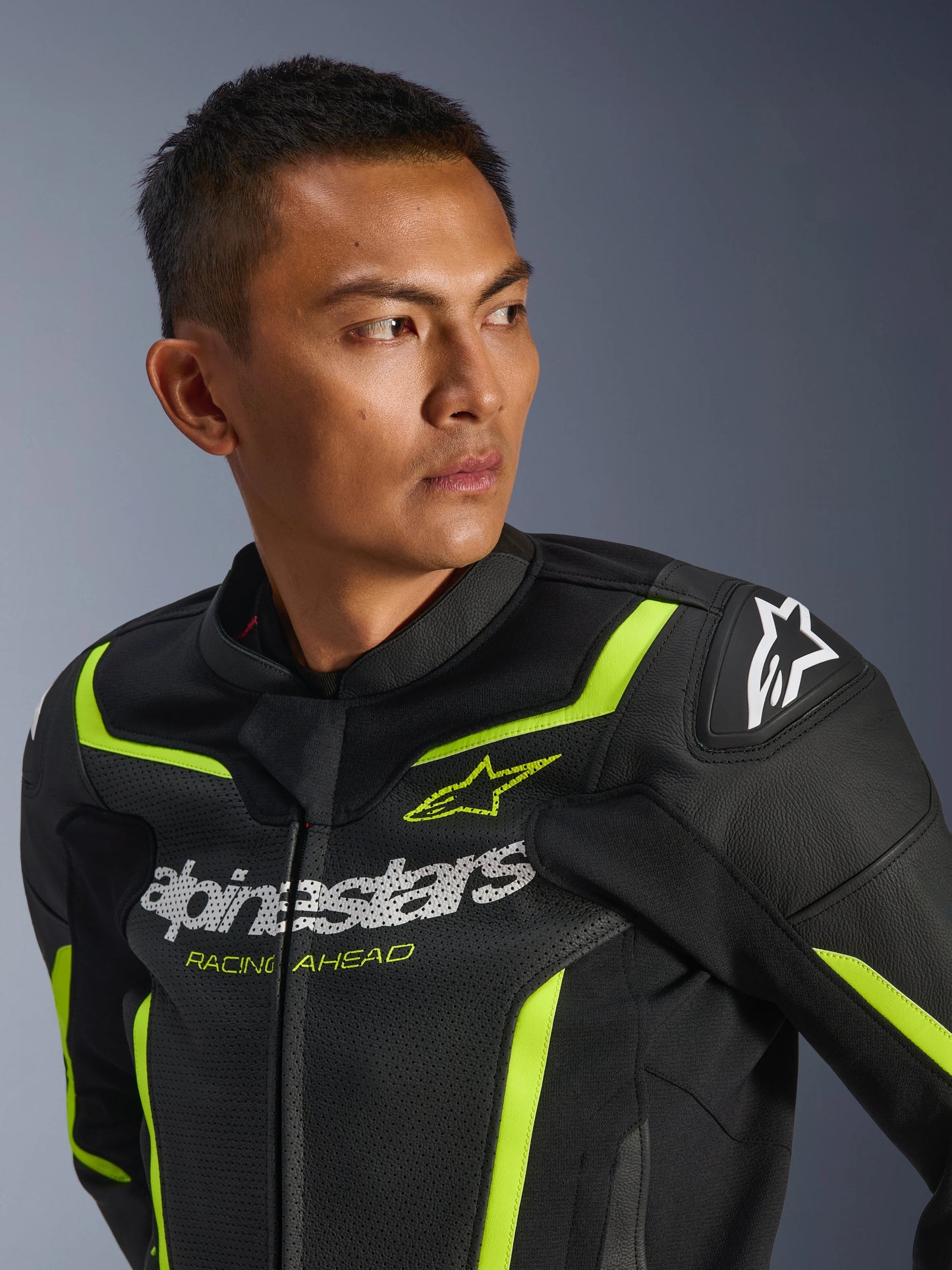 Chamarra de piel Alpinestars GP Force v2 Airflow - Negro/Verde