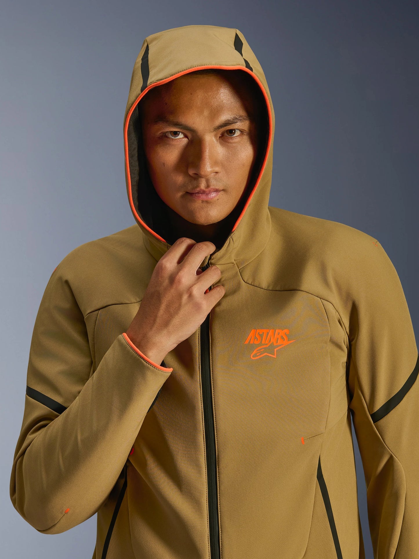 Chamarra Alpinestars Aeroshell WP - Caqui/Negro/Naranja fluo
