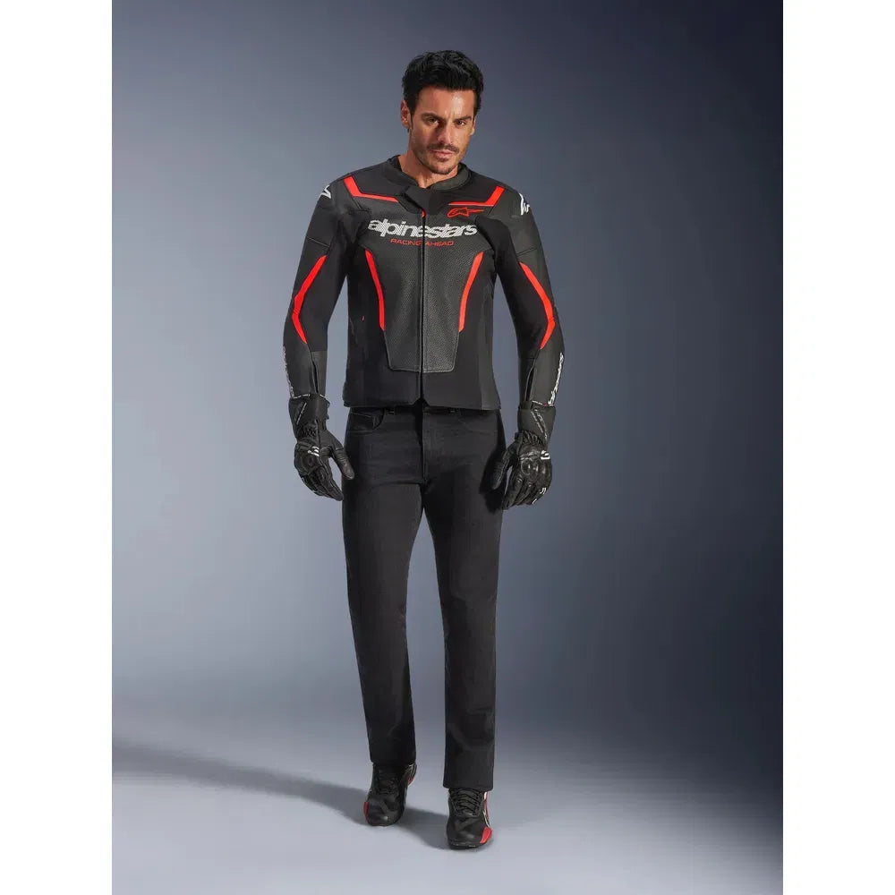 Chamarra de Piel Alpinestars GP Force v2 Airflow - Negro/Rojo