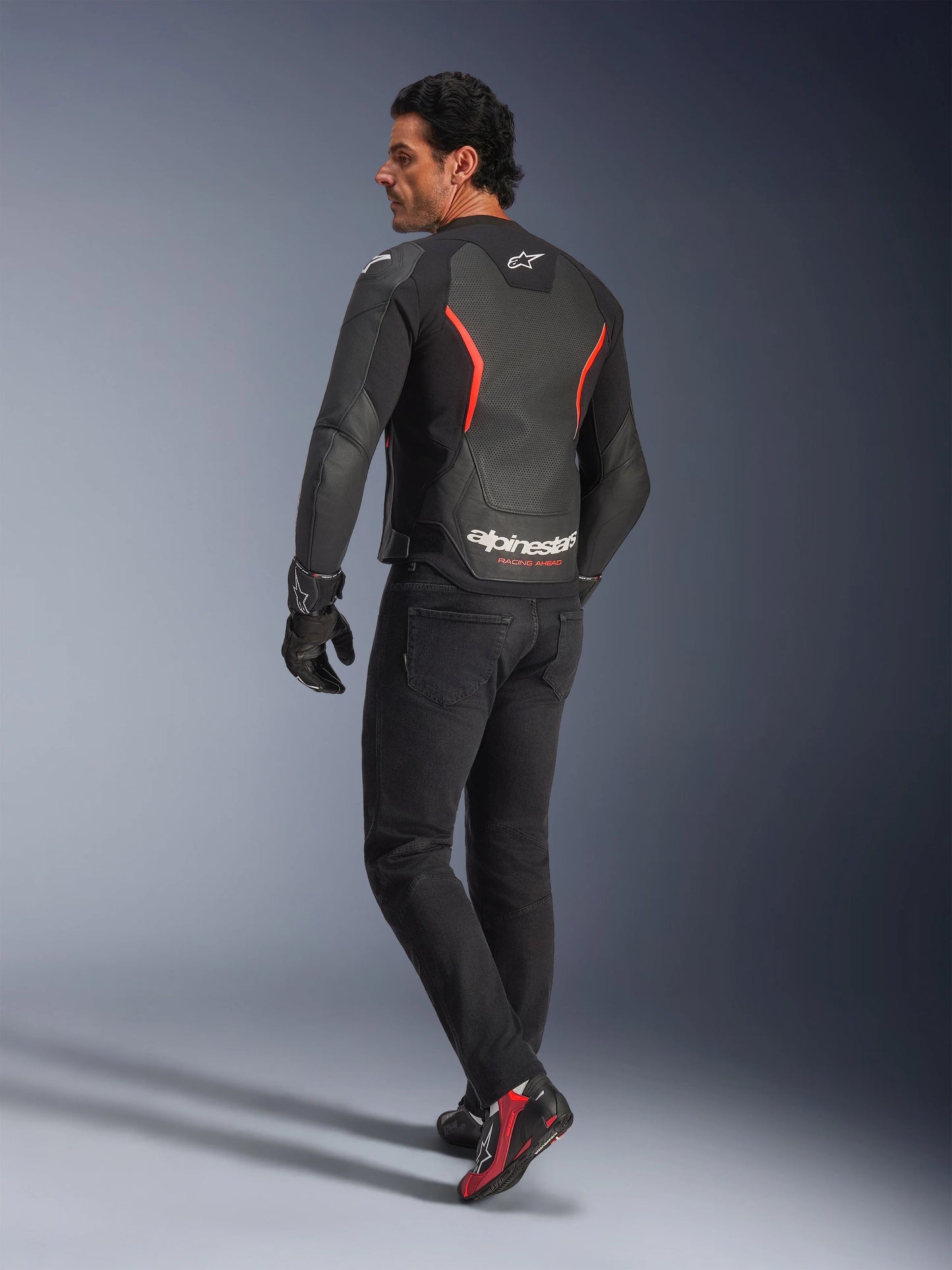 Chamarra de Piel Alpinestars GP Force v2 Airflow - Negro/Rojo