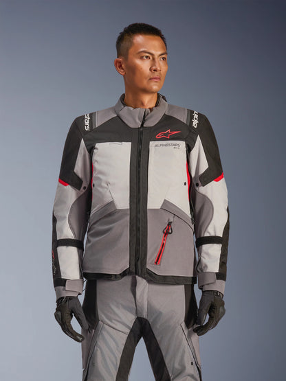 Chamarra Alpinestars Andes v4 Drystar® - Gris oscuro/Gris hielo/Negro/Rojo