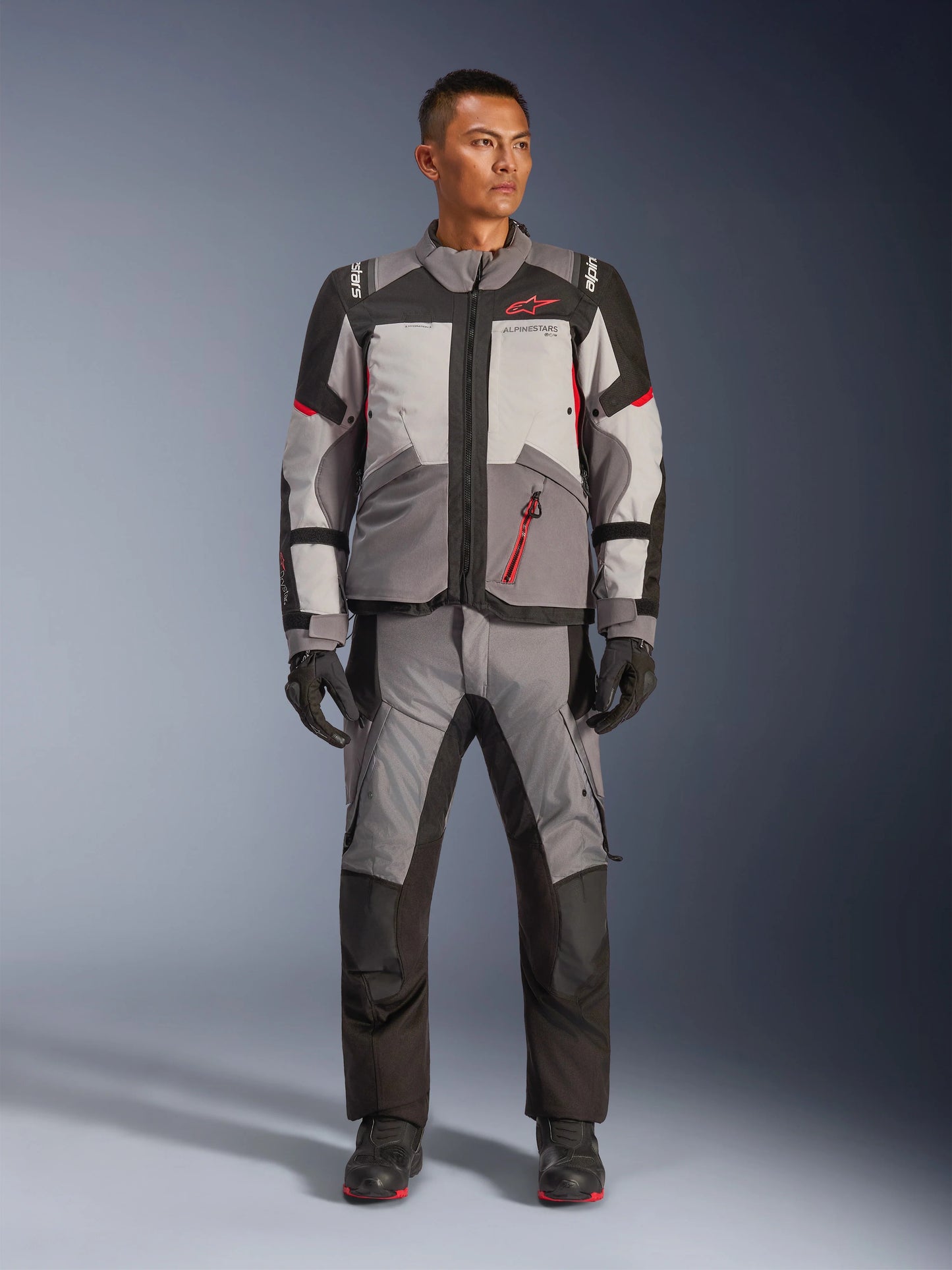 Chamarra Alpinestars Andes v4 Drystar® - Gris oscuro/Gris hielo/Negro/Rojo