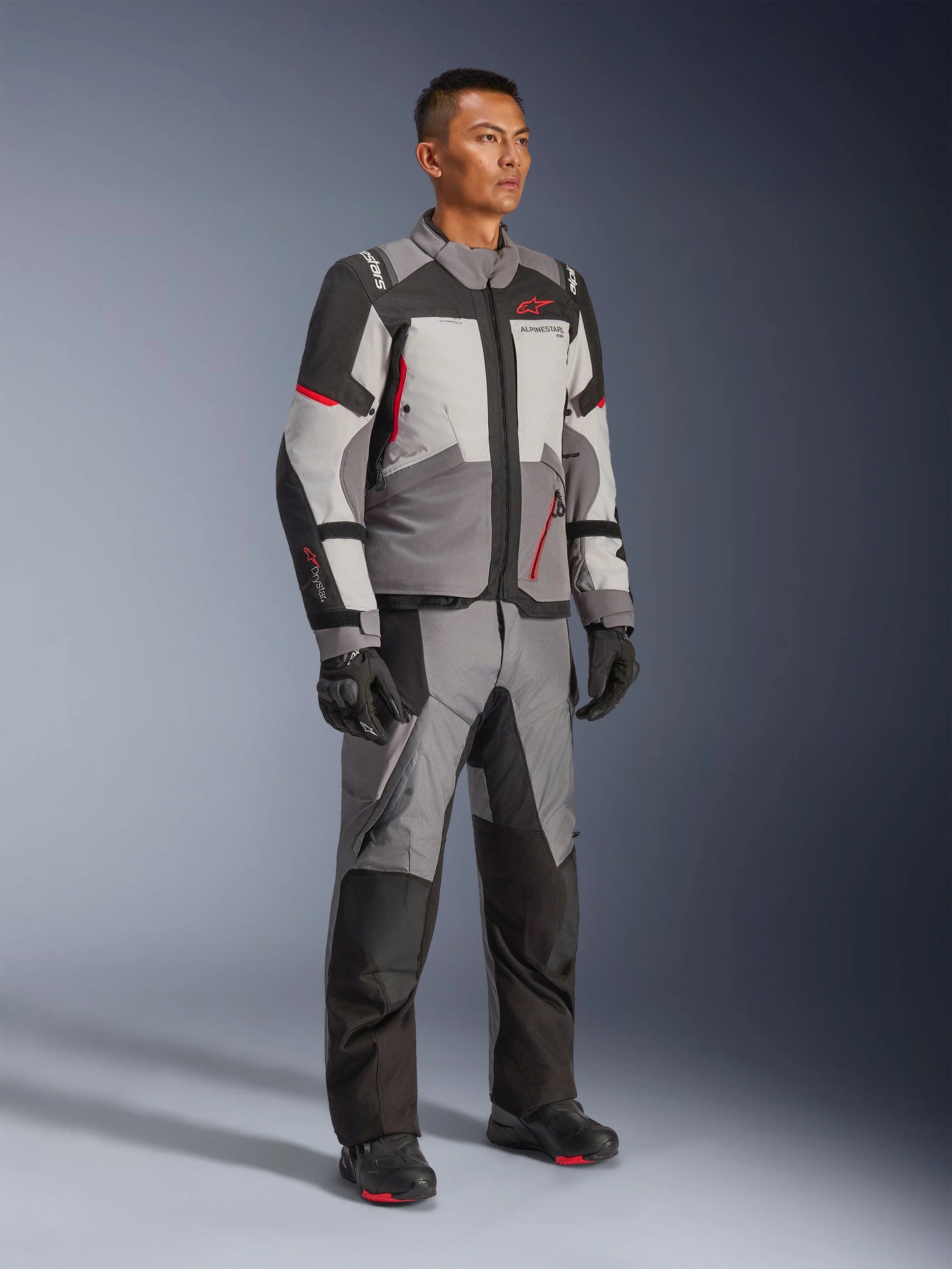 Chamarra Alpinestars Andes v4 Drystar® - Gris oscuro/Gris hielo/Negro/Rojo