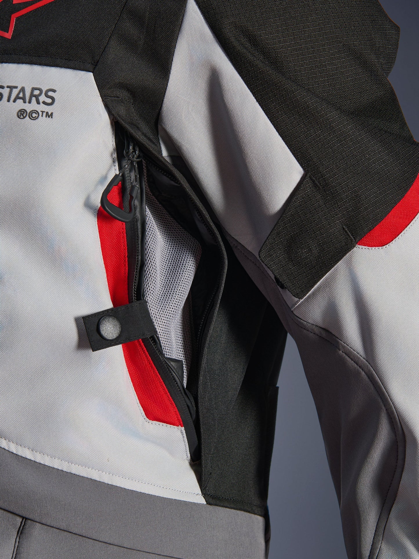Chamarra Alpinestars Andes v4 Drystar® - Gris oscuro/Gris hielo/Negro/Rojo
