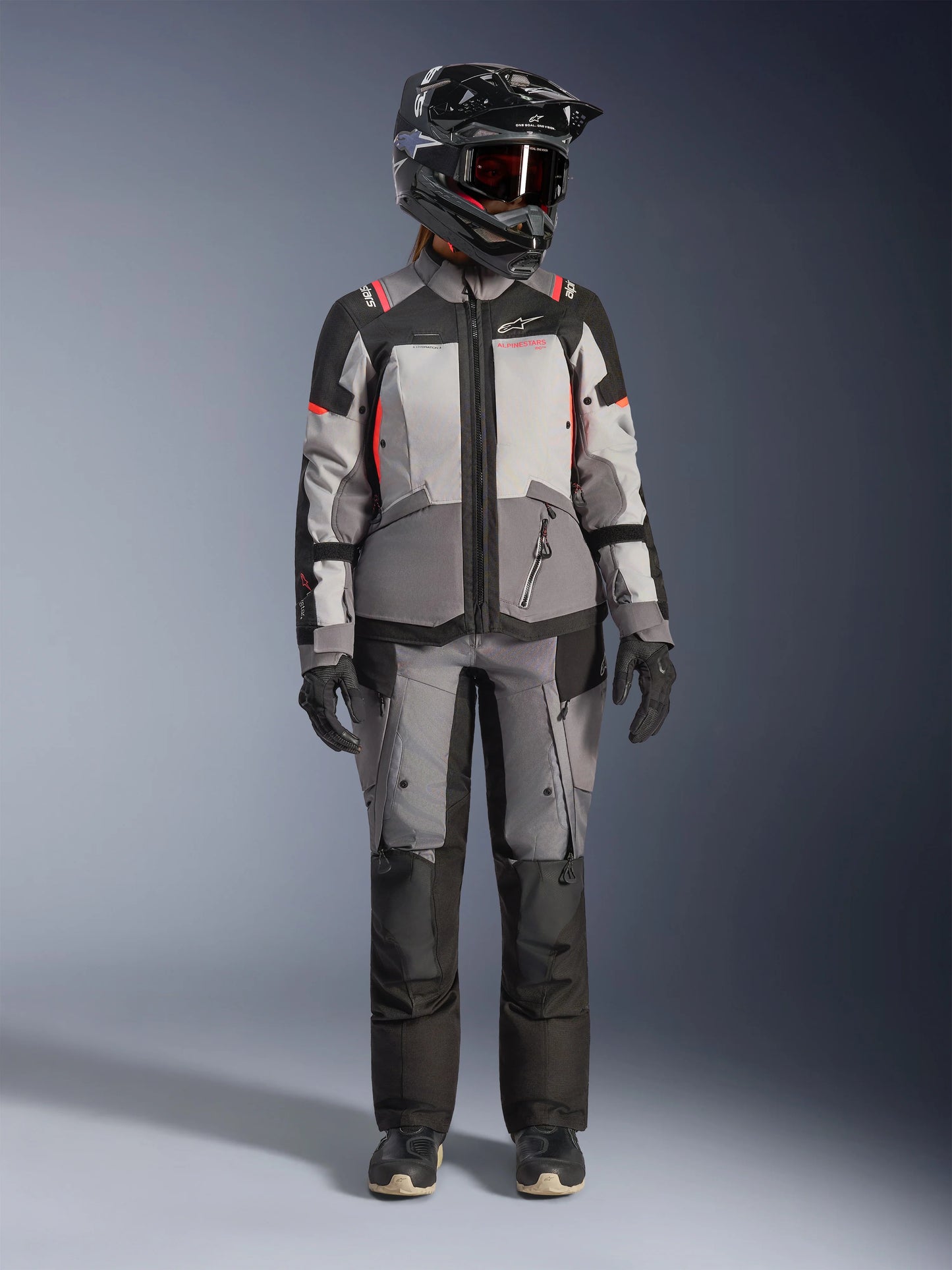 Chamarra Alpinestars Stella Andes v4 Drystar - Gris/Gris hielo/Negro/Coral