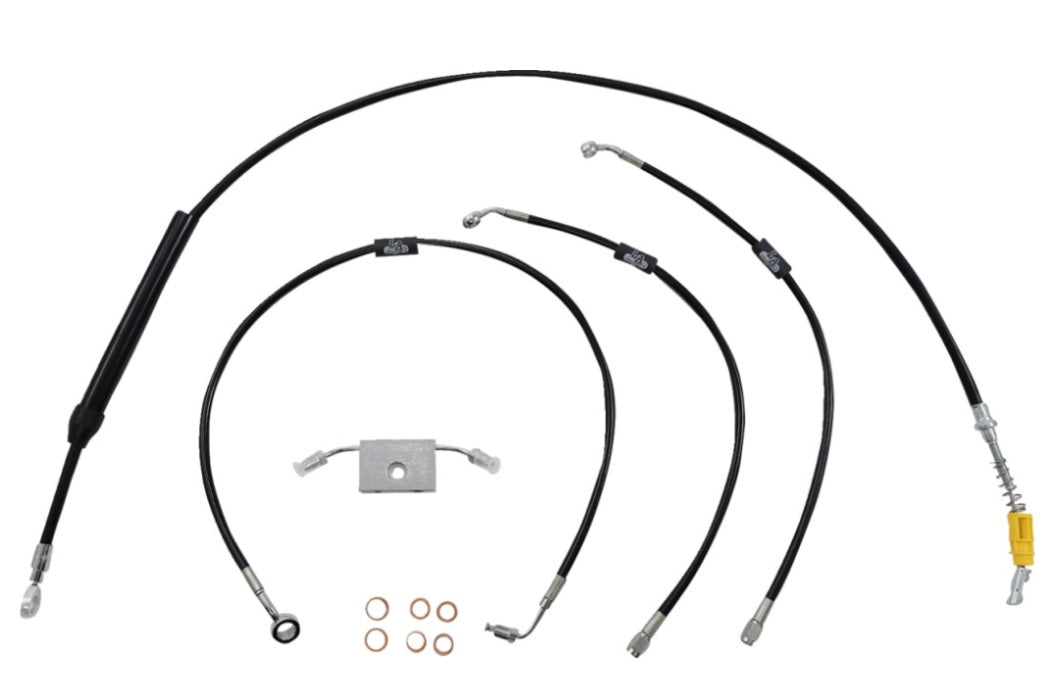 Handlebar Cable/Brake Line Kit - 12" - 14" Ape Hanger Handlebars - Black Vinyl