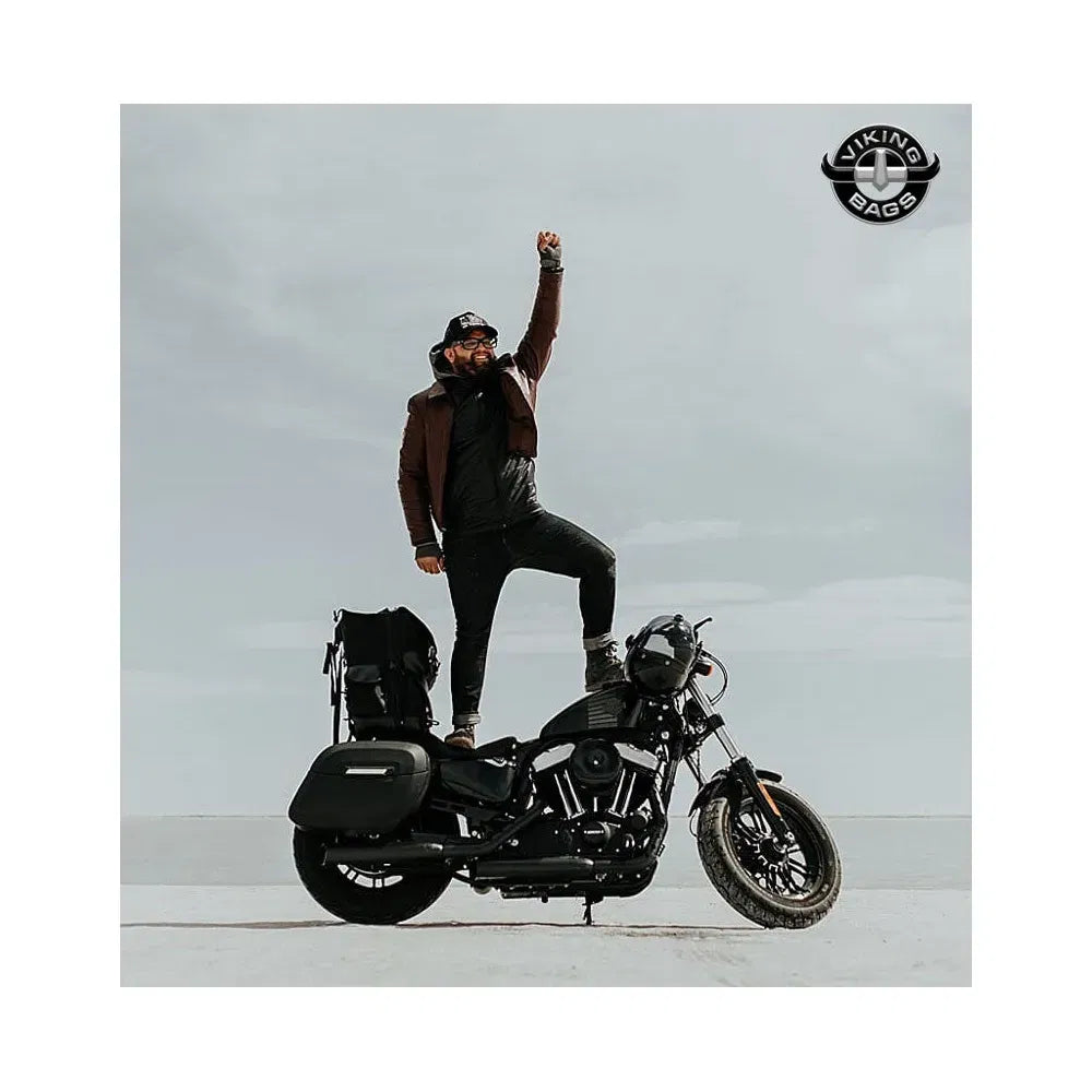 Alforjas rígidas Lamellar Raven Extra Large Shock Cut-out Leather Covered para Sportster 48 XL1200X