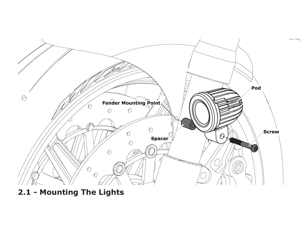 Soportes de luz de conducción guardabarros, pernos M5 y M6