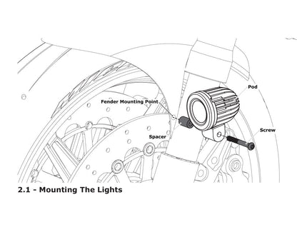 Soportes de luz de conducción guardabarros, pernos M5 y M6