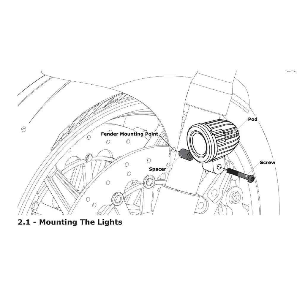 Soportes de luz de conducción guardabarros, pernos M5 y M6