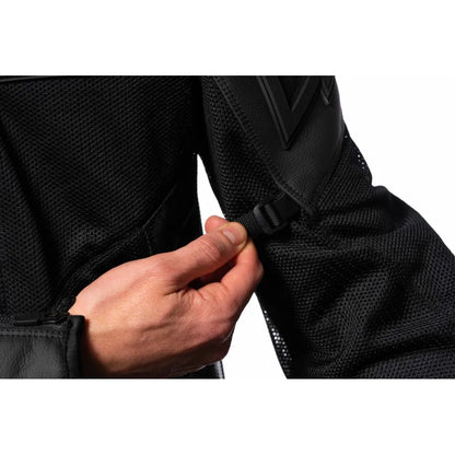 Chamarra ICON  de Cuero Mesh AF - Negra