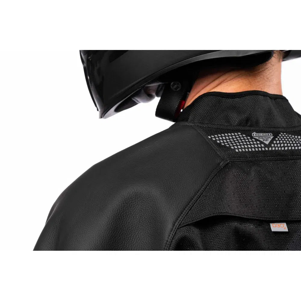 Chamarra ICON  de Cuero Mesh AF - Negra