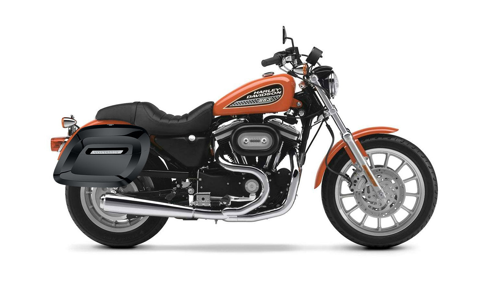 36L - Lamellar Raven Extra Large Shock Cut-out Painted Hard Alforjas para Harley Sportster 883 Low XL883L