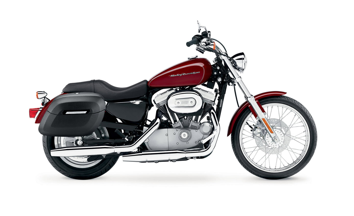 36L - Lamellar Raven Extra Large Shock Cut-out Leather Covered Hard Alforjas para Harley Sportster 883 Custom XL883C/XLH883C