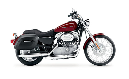 36L - Lamellar Raven Extra Large Shock Cut-out Leather Covered Hard Alforjas para Harley Sportster 883 Custom XL883C/XLH883C