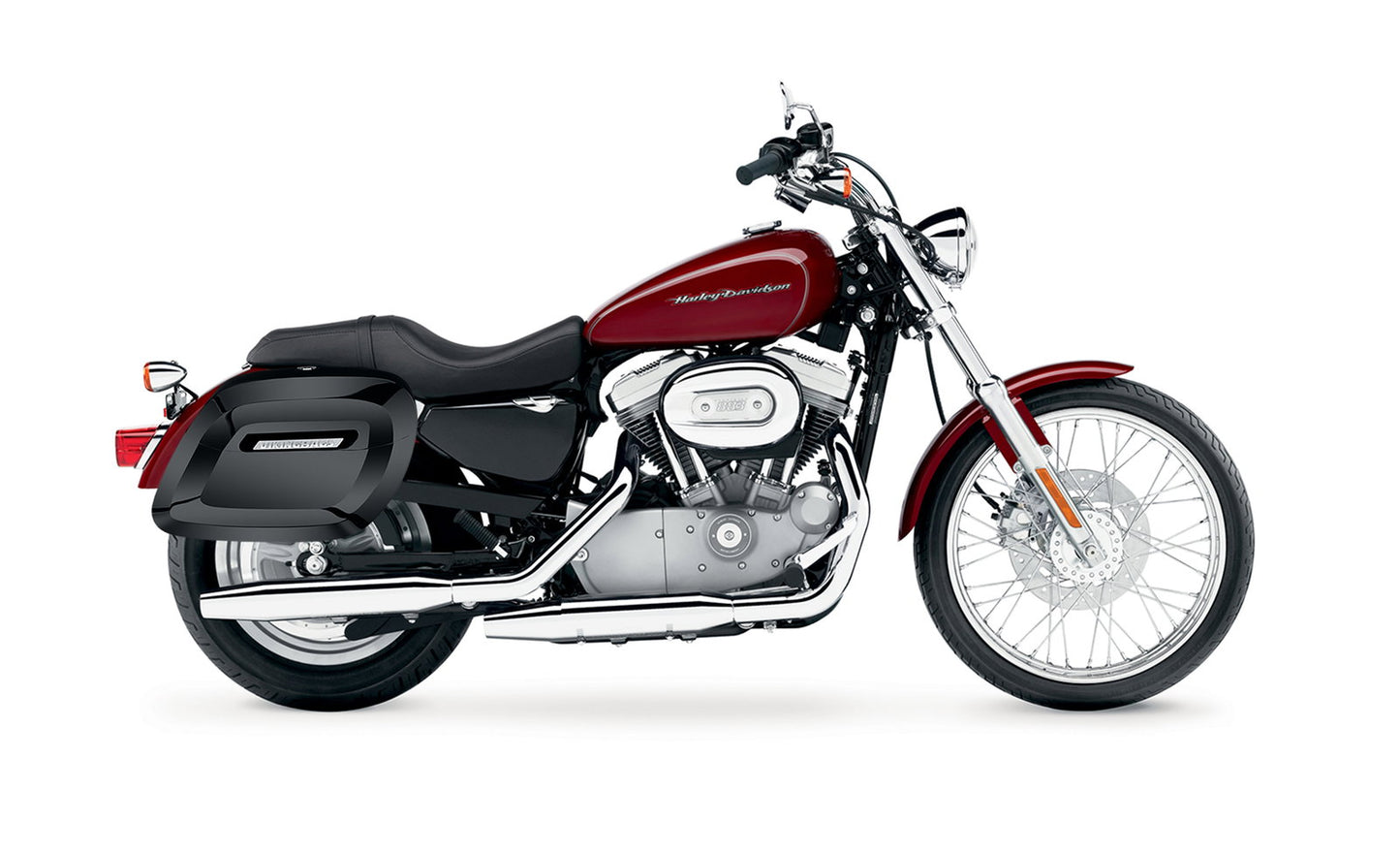 36L - Lamellar Raven Extra Large Shock Cut-out Painted Hard Alforjas para Harley Sportster 883 Custom XL883C/XLH883C