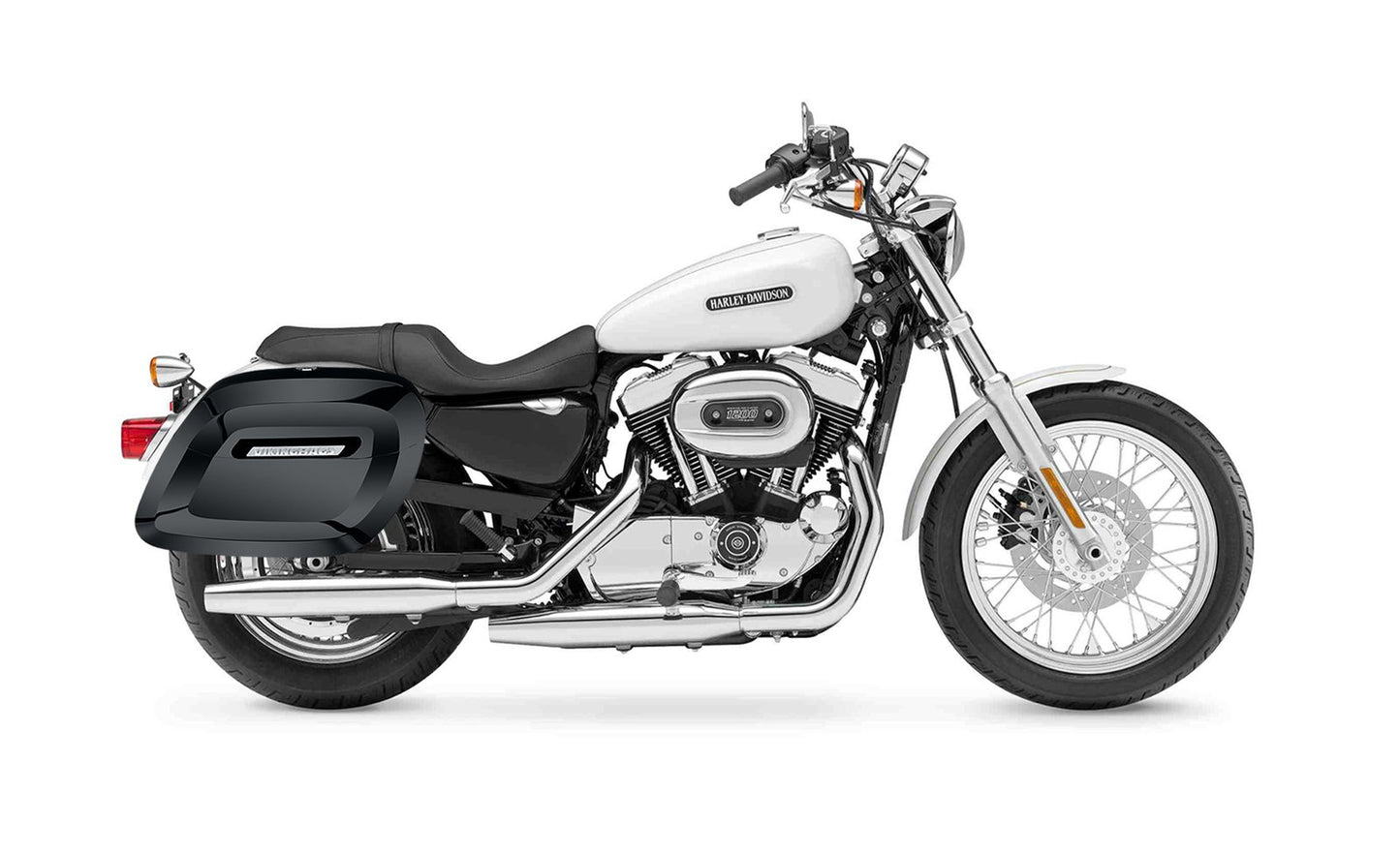 36L - Lamellar Raven Extra Large Shock Cut-out Painted Hard Alforjas para Harley Sportster 1200 Low XL1200L