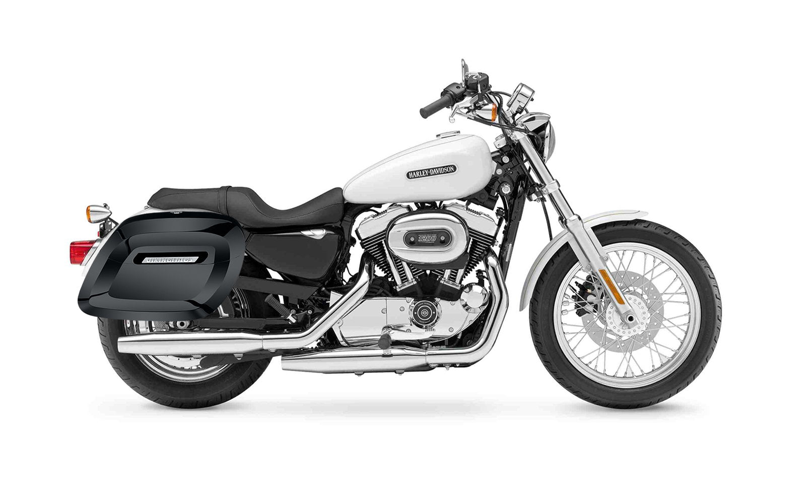 36L - Lamellar Raven Extra Large Shock Cut-out Painted Hard Alforjas para Harley Sportster 1200 Low XL1200L