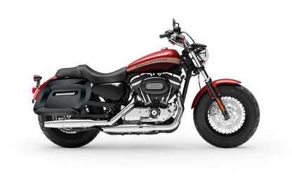 36L - Lamellar Raven Extra Large Shock Cut-out Painted Hard Alforjas para Harley Sportster 1200 Custom XL1200C/XLH1200C