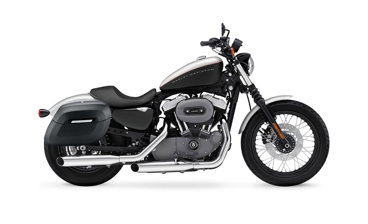 36L - Lamellar Raven Extra Large Shock Cut-out Leather Covered Hard Alforjas para Harley Sportster 1200 Nightster XL1200N