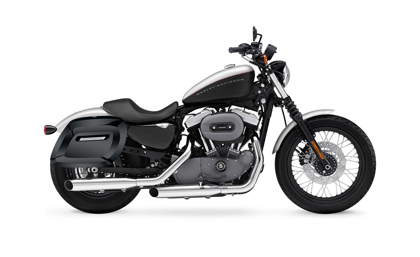 36L - Lamellar Raven Extra Large Shock Cut-out Painted Hard Alforjas para Harley Sportster 1200 Nightster XL1200N