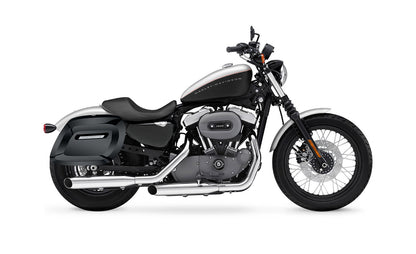 36L - Lamellar Raven Extra Large Shock Cut-out Painted Hard Alforjas para Harley Sportster 1200 Nightster XL1200N