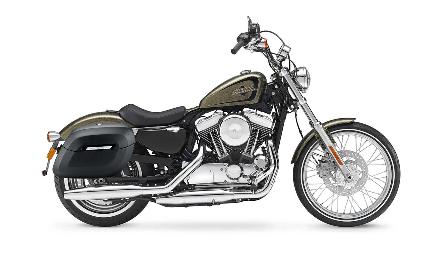 36L - Lamellar Raven Extra Large Shock Cut-out Leather Covered Hard Alforjas para Harley Sportster 72 XL1200V