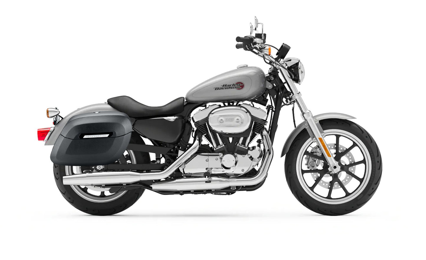 36L - Lamellar Raven Extra Large Shock Cut-out Leather Covered Hard Alforjas para Harley Sportster Super Low XL883L