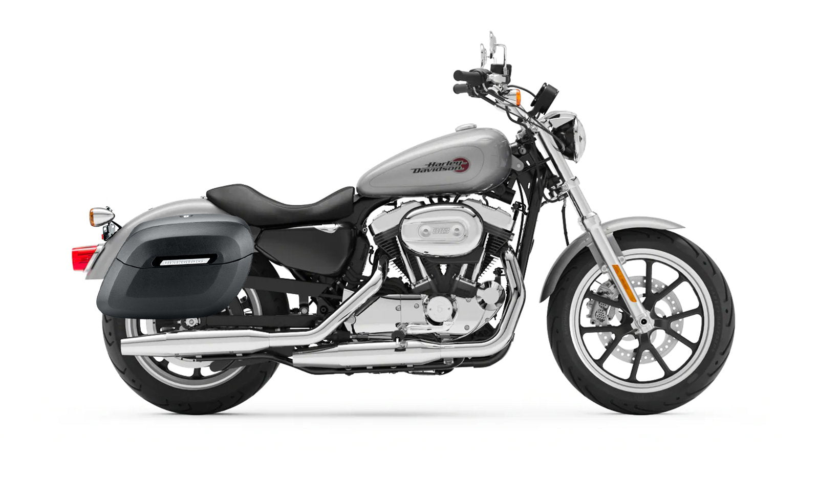 36L - Lamellar Raven Extra Large Shock Cut-out Leather Covered Hard Alforjas para Harley Sportster Super Low XL883L