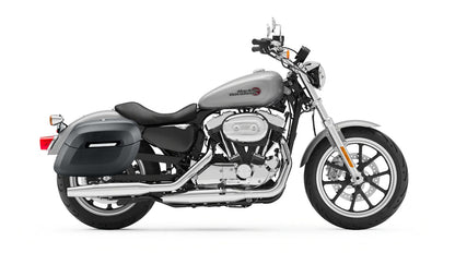 36L - Lamellar Raven Extra Large Shock Cut-out Leather Covered Hard Alforjas para Harley Sportster Super Low XL883L