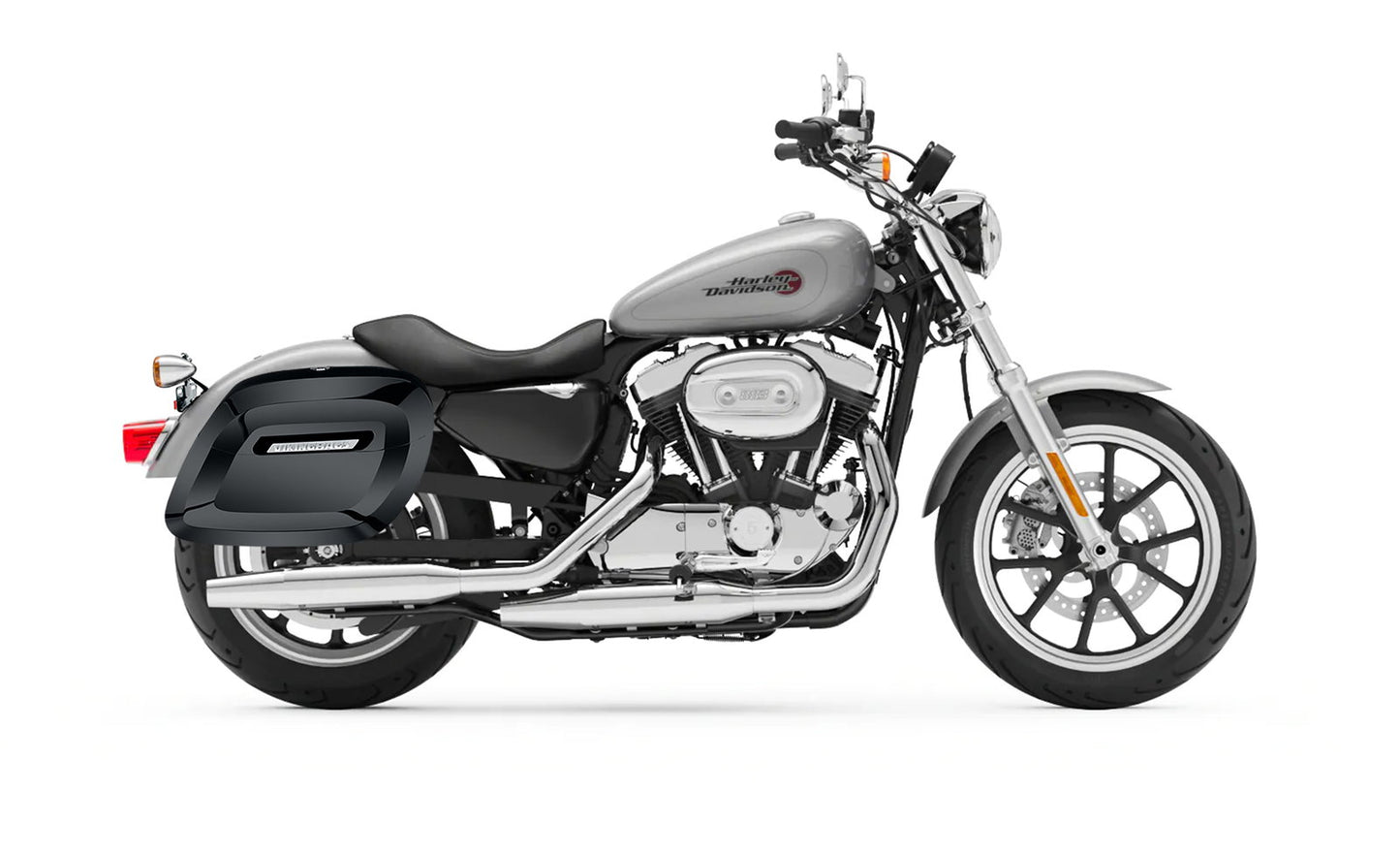 36L - Lamellar Raven Extra Large Shock Cut-out Painted Hard Alforjas para Harley Sportster Super Low XL883L