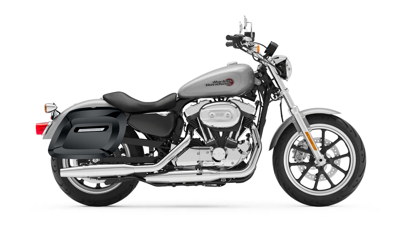 36L - Lamellar Raven Extra Large Shock Cut-out Painted Hard Alforjas para Harley Sportster Super Low XL883L