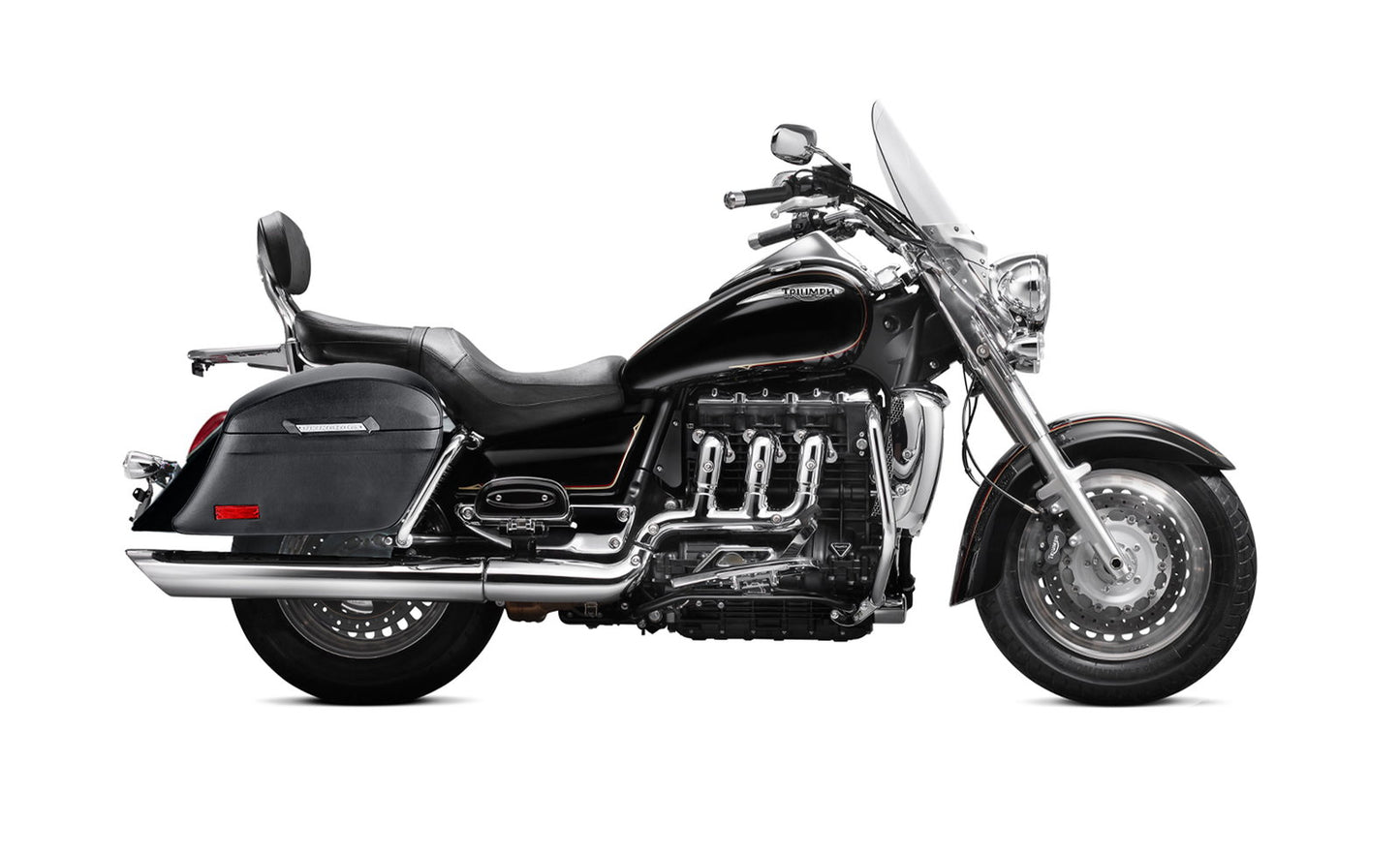 44L - Lamellar Stallion Extra Large Triumph Rocket III Touring Leather Covered Motocicleta Hard Alforjas