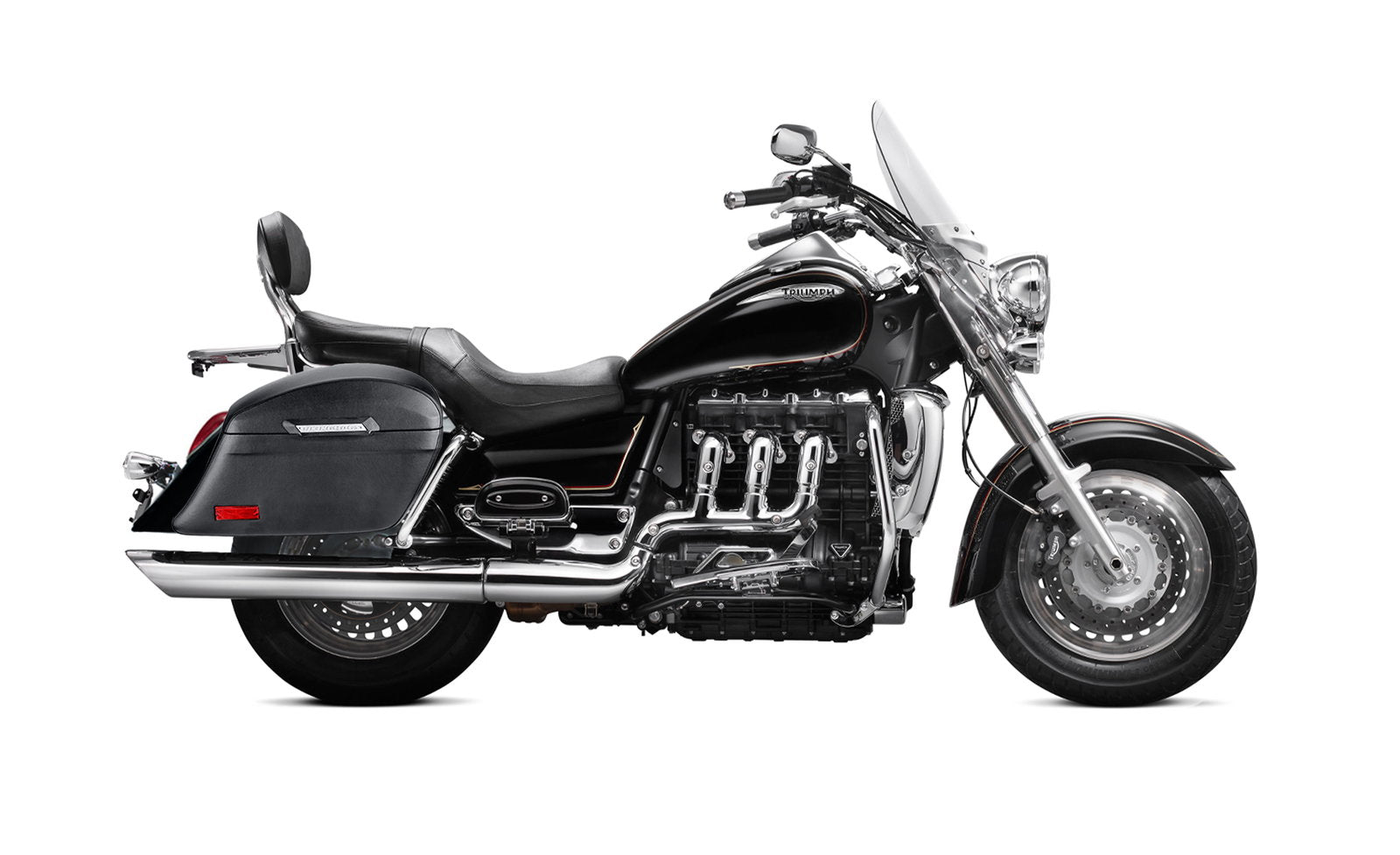 44L - Lamellar Stallion Extra Large Triumph Rocket III Touring Leather Covered Motocicleta Hard Alforjas