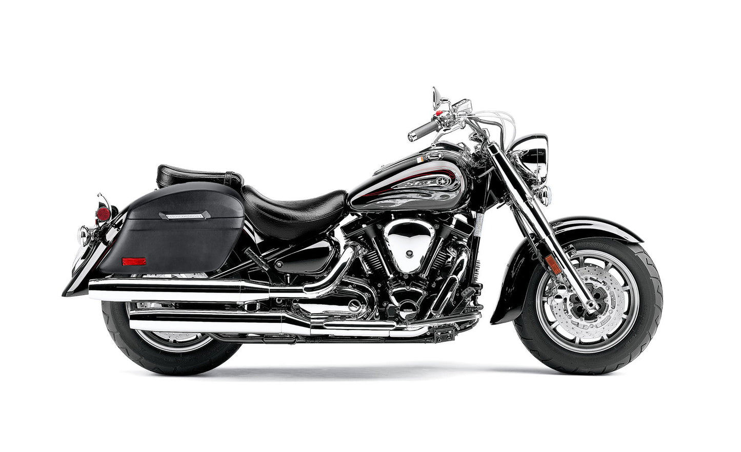 44L - Lamellar Stallion Extra Large Yamaha Road Star S Midnight Leather Covered Motocicleta Hard Alforjas