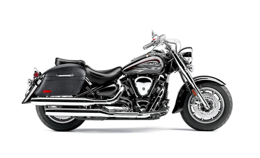 44L - Lamellar Stallion Extra Large Yamaha Road Star S Midnight Leather Covered Motocicleta Hard Alforjas