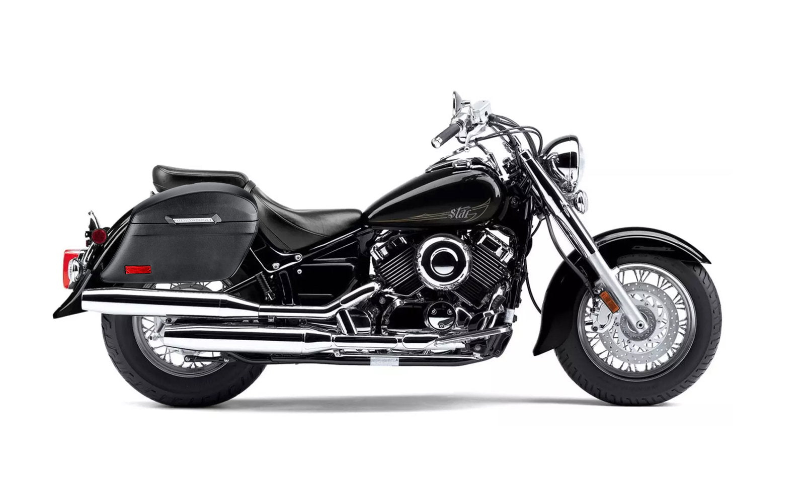 44L - Lamellar Stallion Extra Large Yamaha V Star 650 Classic XVS65A Leather Covered Motocicleta Hard Alforjas