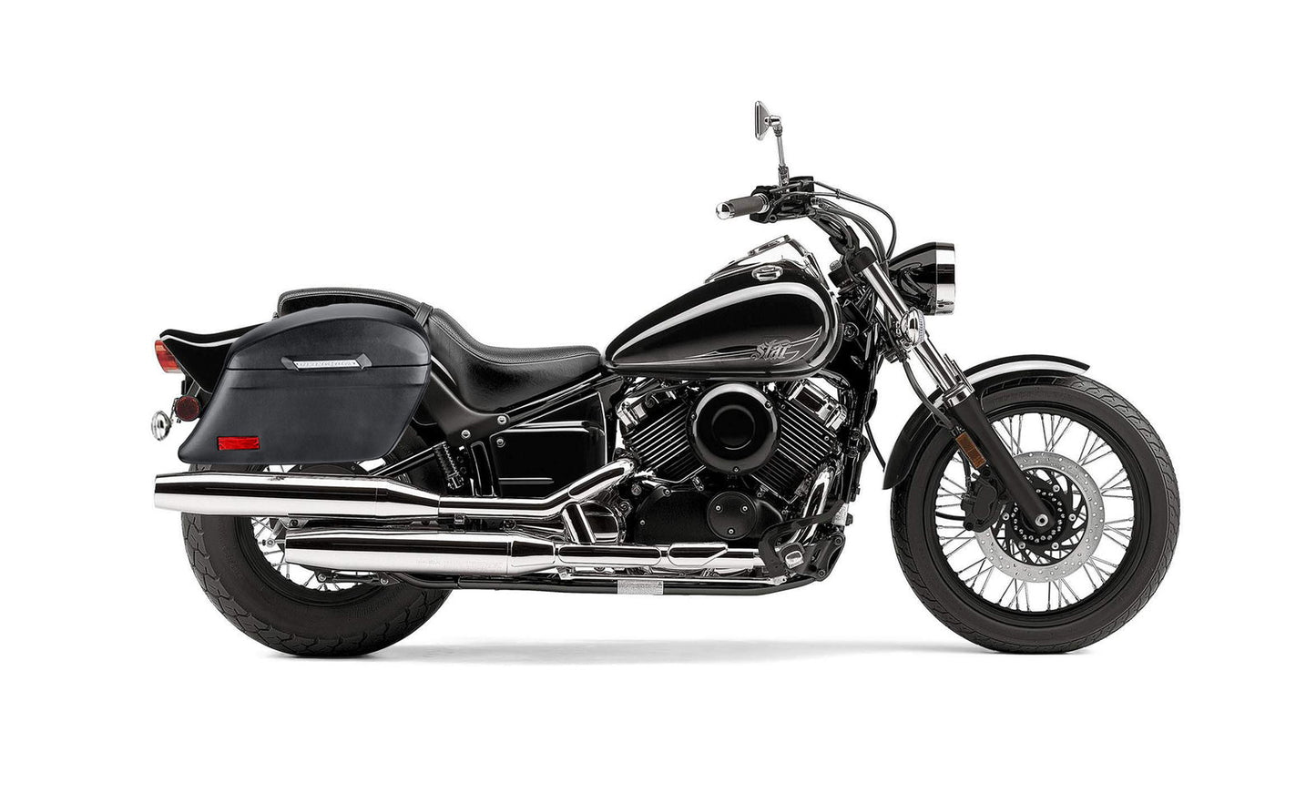 44L - Lamellar Stallion Extra Large Yamaha V Star 650 Custom XVS65T Leather Covered Motocicleta Hard Alforjas