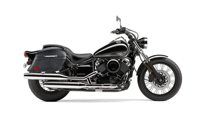 44L - Lamellar Stallion Extra Large Yamaha V Star 650 Custom XVS65T Leather Covered Motocicleta Hard Alforjas