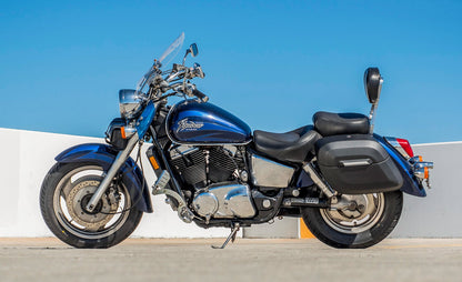 36L - Lamellar Raven Extra Large Honda Shadow 1100 Sabre Shock Cut-out Leather Covered Motocicleta Hard Alforjas